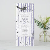 Lavender Birch Tree  Bird Wedding Invite Kaart (Staand voorkant)