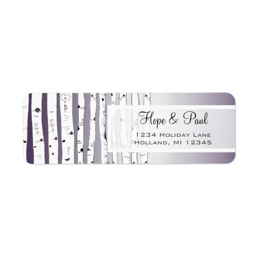Lavender Birch Tree Return Label (Voorkant)