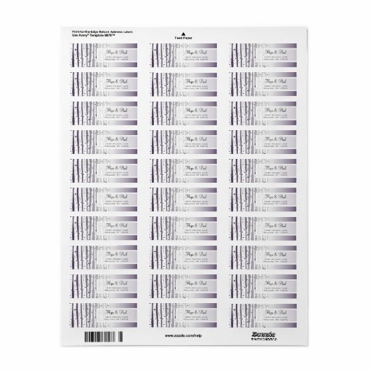Lavender Birch Tree Return Label (Full Sheet)