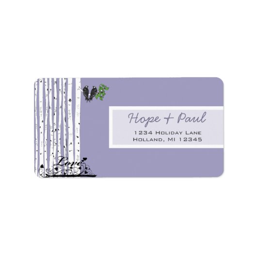 Lavender BirchTree Return-adreslabel Etiket (Voorkant)