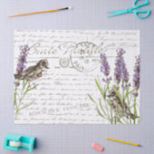 Lavender Bird Briefkaart French Script Decoupage Tissuepapier (Craft)