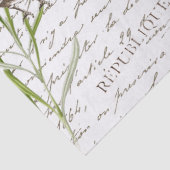 Lavender Bird Briefkaart French Script Decoupage Tissuepapier (Detail)