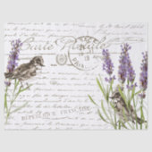 Lavender Bird Briefkaart French Script Decoupage Tissuepapier (Voorkant)
