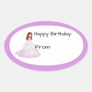 Lavender Birthday Girl Gift Label Sticker