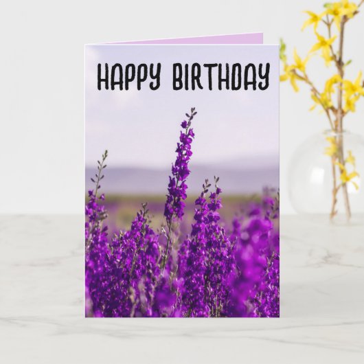 LAVENDER BIRTHDAY-WENSKAARTEN KAART (Gele Bloem)