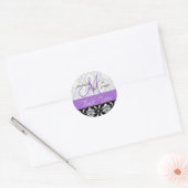 Lavender Black Damask Wedding Favor Sticker (Envelop)