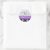 Lavender Black Damask Wedding Favor Sticker (Tas)