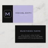 Lavender & Black Plain Elegant Professional Modern Visitekaartje (Voorkant / Achterkant)