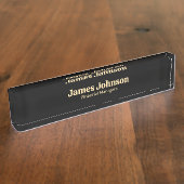 Lavender Black Retro Bold Serif Desk Name Plate Naambordje (Zijkant)