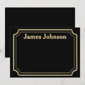 Lavender Black Retro Bold Serif Desk Name Plate Notitiekaartje (Voorkant / Achterkant)