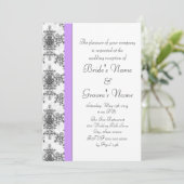 Lavender Black White Damask Weddenschappen Recepti Kaart (Staand voorkant)
