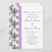 Lavender Black White Damask Weddenschappen Recepti Kaart (Voorkant / Achterkant)