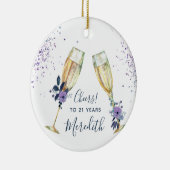 Lavender Blauwgroen Champagne Toast 21st Birthday Keramisch Ornament (Rechts)