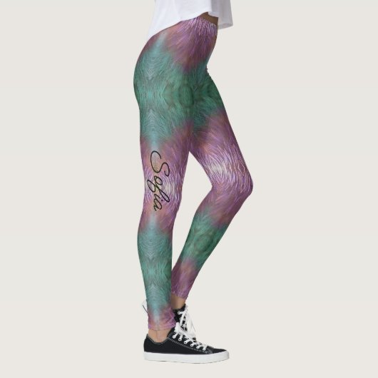 Lavender & Blauwgroen Groen personaliseer de kwali Leggings (Rechts)