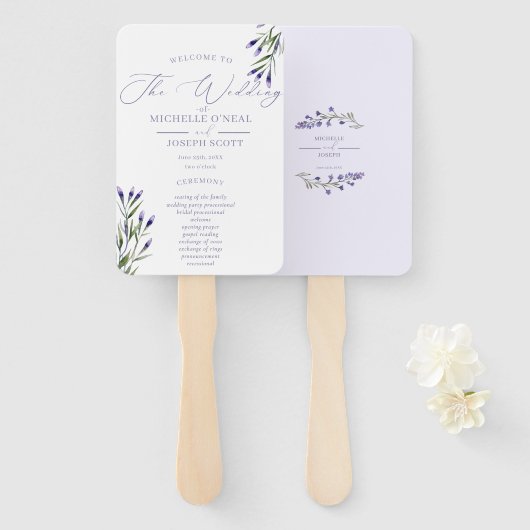 Lavender Bliss Elegant Waterverf Programma Handwaaier (Voorkant en achterkant)