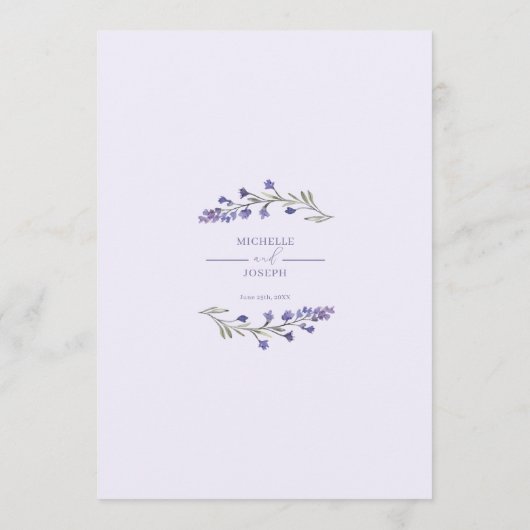Lavender Bliss Elegant Waterverf Programma Programmakaart (Achterkant)