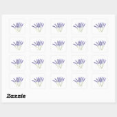 Lavender bloemen waterverf rustige kruiden plein s vierkante sticker (Vel)