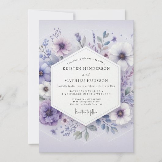 Lavender Bloom Meadow Wedding Kaart (Voorkant)