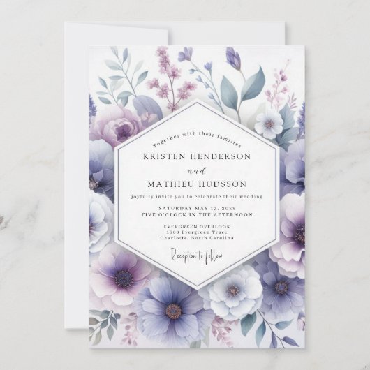 Lavender Bloom Whimsy Wedding Kaart (Voorkant)