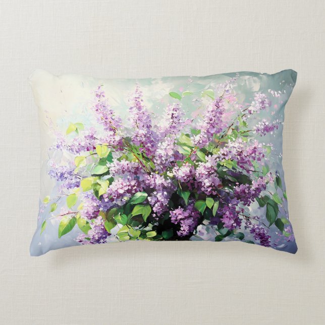 Lavender Blooming Lilac Bouquet Accent Kussen (Voorkant)