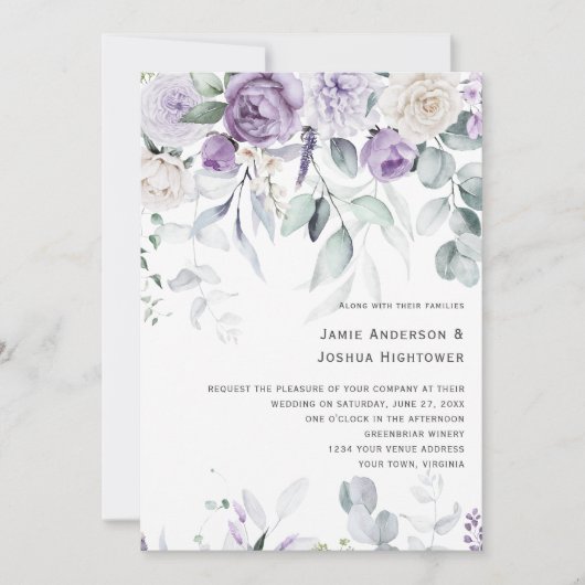 Lavender Blooms Wedding Kaart (Voorkant)