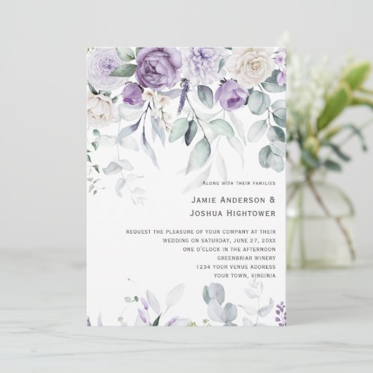 Lavender Blooms Wedding Kaart (Staand voorkant)