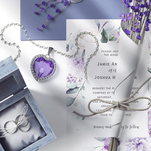 Lavender Blooms Wedding Kaart