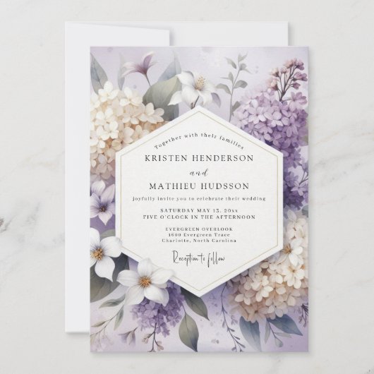Lavender Blossom Floral Wedding Kaart (Voorkant)