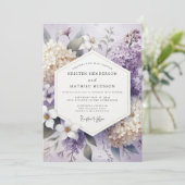 Lavender Blossom Floral Wedding Kaart (Staand voorkant)