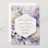 Lavender Blossom Floral Wedding Kaart (Voorkant / Achterkant)