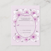 Lavender Blossom Flowers Romantic RSVP Minicard Informatiekaartje (Achterkant)