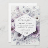 Lavender Blossom Romance Wedding Kaart (Voorkant / Achterkant)