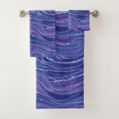 Lavender Blue Abstract Waves Pattern Bad Handdoek (Insitu)