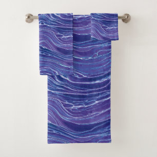 Lavender Blue Abstract Waves Pattern Bad Handdoek