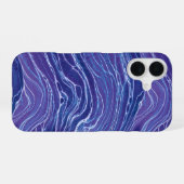 Lavender Blue Abstract Waves Pattern iPhone 16 Hoesje (Achterkant horizontaal)