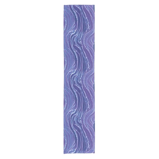 Lavender Blue Abstract Waves Pattern Korte Tafelloper (Voorkant)