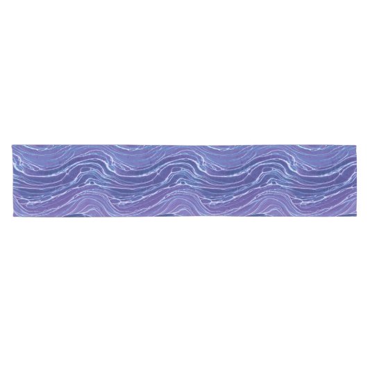 Lavender Blue Abstract Waves Pattern Korte Tafelloper (Horizontaal)