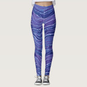 Lavender Blue Abstract Waves Pattern Leggings (Voorkant)