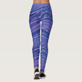 Lavender Blue Abstract Waves Pattern Leggings (Achterkant)