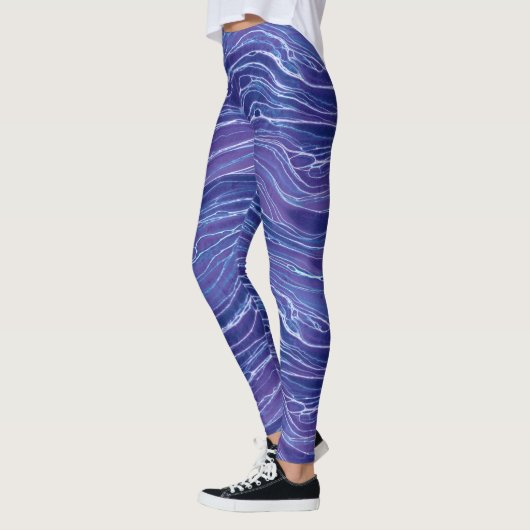 Lavender Blue Abstract Waves Pattern   Leggings (Links)
