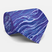 Lavender Blue Abstract Waves Pattern Stropdas (Opgerold)
