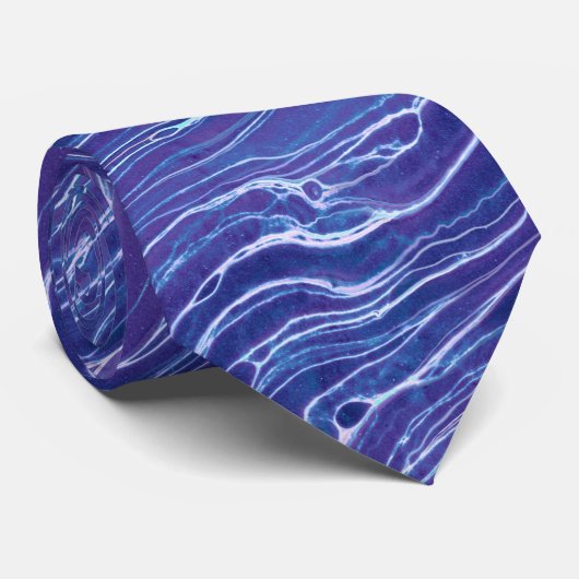 Lavender Blue Abstract Waves Pattern Stropdas (Opgerold)