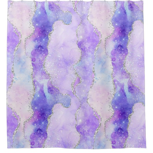 lavender blue agate glitter douchegordijn (Voorkant)