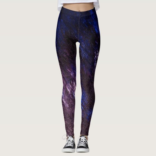 Lavender Blue en Black Abstract Dance Leggings (Voorkant)