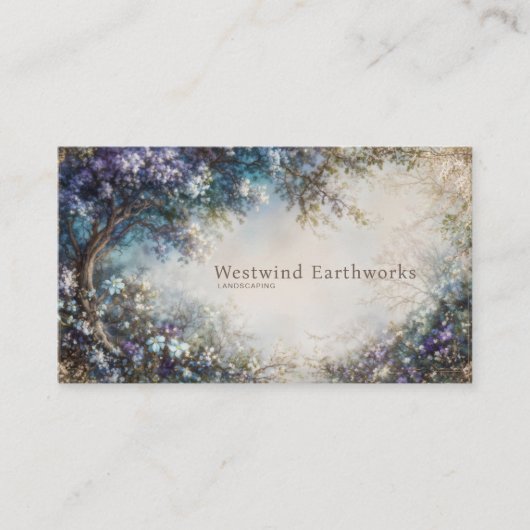 Lavender Blue Floral Grove Romantic Fantasy Visitekaartje (Voorkant)
