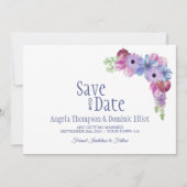 Lavender Blue Floral Wedding Save the Date (Voorkant)
