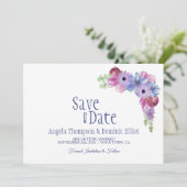 Lavender Blue Floral Wedding Save the Date (Staand voorkant)