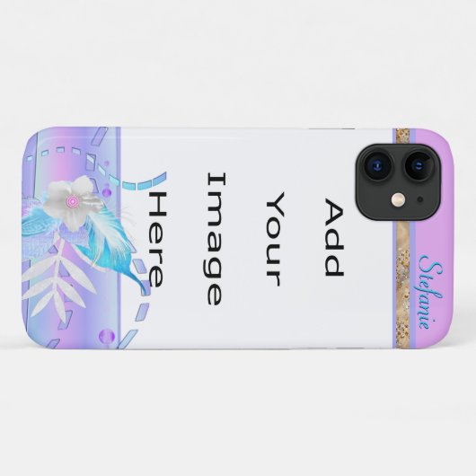 Lavender & Blue Flowered Border Case-Mate iPhone Case (Achterkant (horizontaal))
