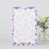 Lavender Blue Flowers Border Print Stationery Briefpapier (Staand voorkant)