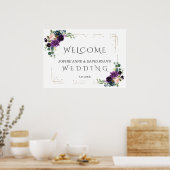 Lavender Blue Flowers Gold Weduwen Welkomstteken Poster (Keuken)